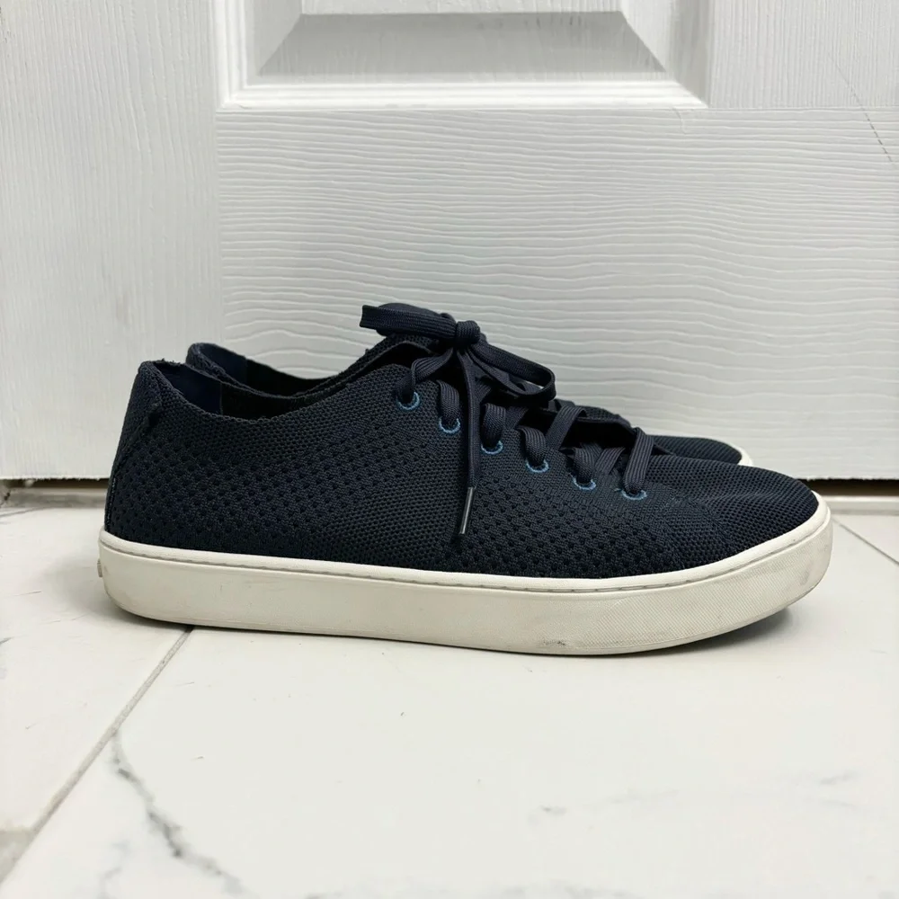 LL Bean Eco Bay Knit Sneakers Stretch Lace Up Navy Blue Womens 10 Washable